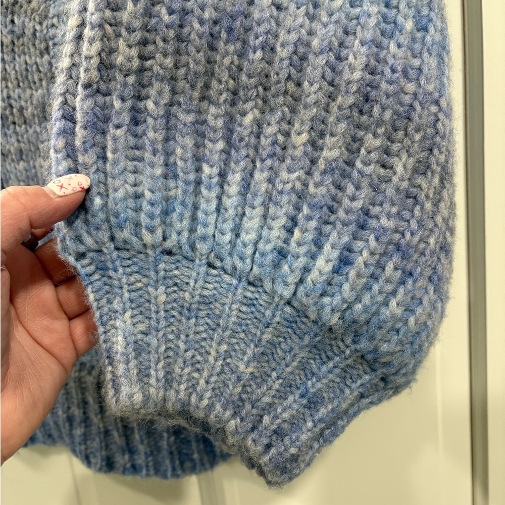 LoveShackFancy Remington Hoodie Sweater Blue Horizon Alpaca Merino Wool XS/S - Picture 3 of 7